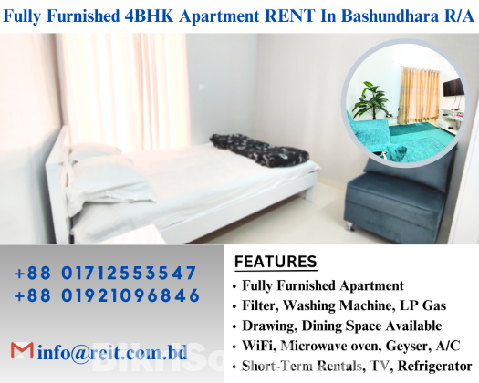 Fully Furnished  4BHK Apartment RENT  In Bashundhara R/A.